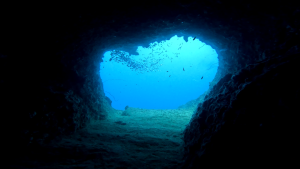 entrance from inside dilumacad tunnel el nido palawan divers