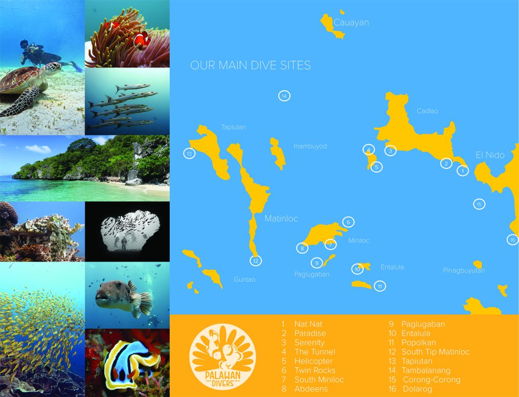 dive site map el nido palawan divers